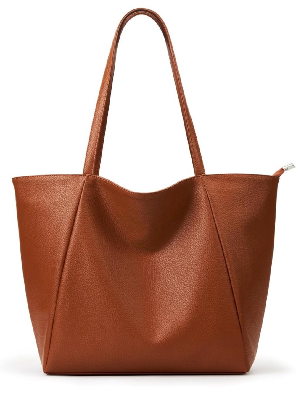 Women's Brown-m Vegan Leather Casual Zipper Pocket Hobo Bag Tote Handbag